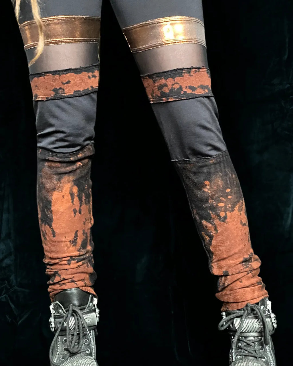Leggings Tie Dye mit Bronze- und Mesheinsatz