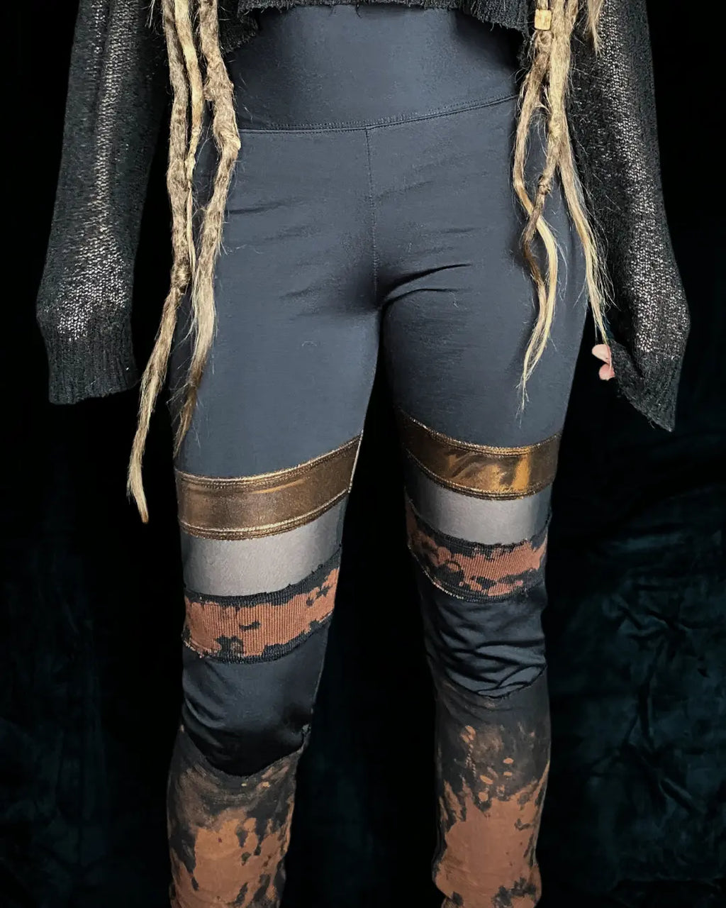Leggings Tie Dye mit Bronze- und Mesheinsatz