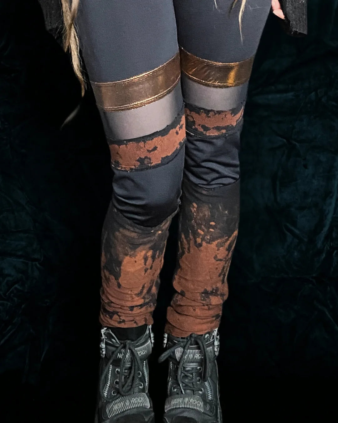 Leggings Tie Dye mit Bronze- und Mesheinsatz