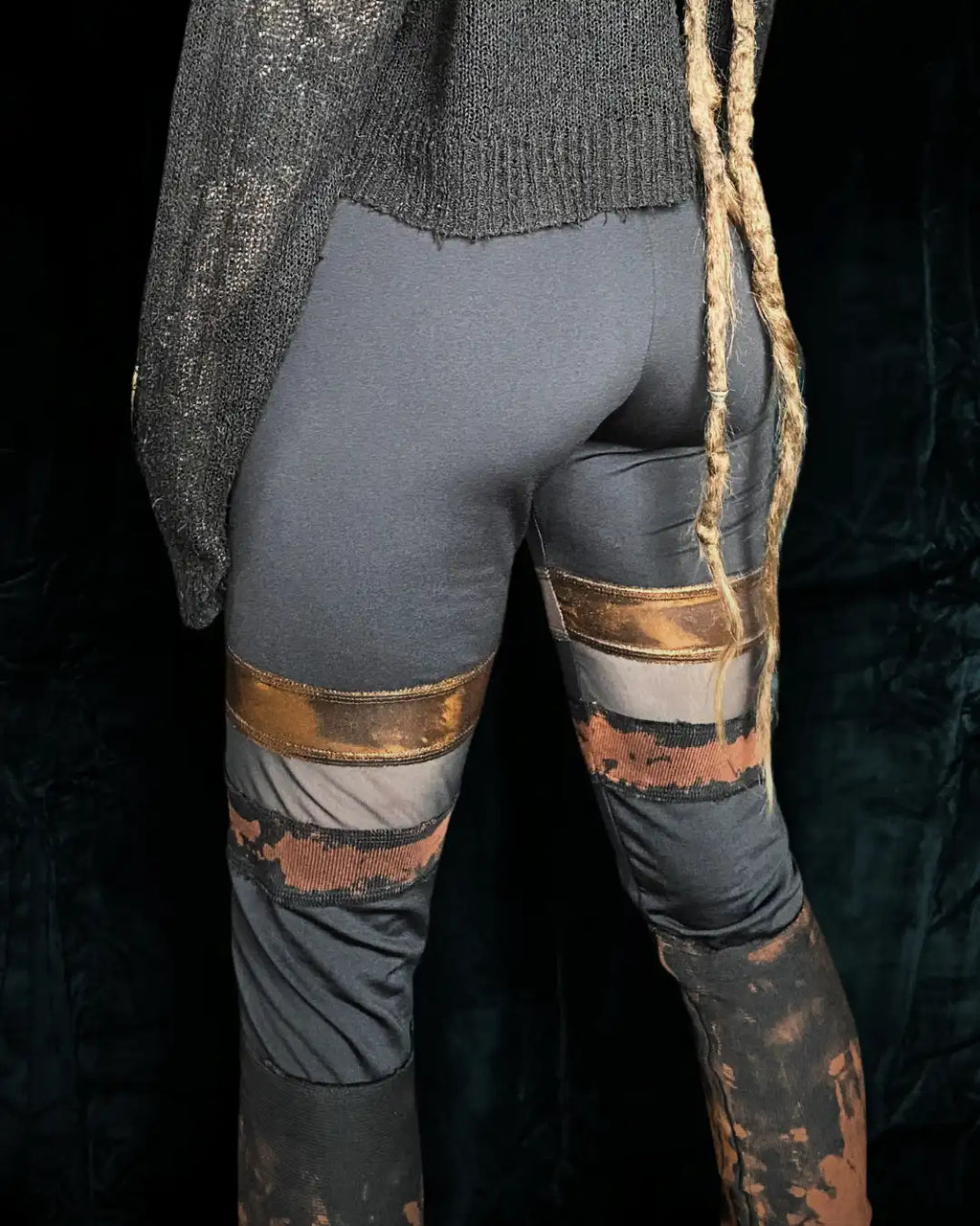 Leggings Tie Dye mit Bronze- und Mesheinsatz