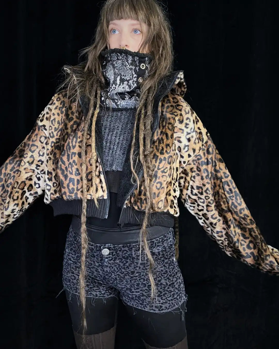 Faux Fur Jacket – Animalprint Leo with Backpatch