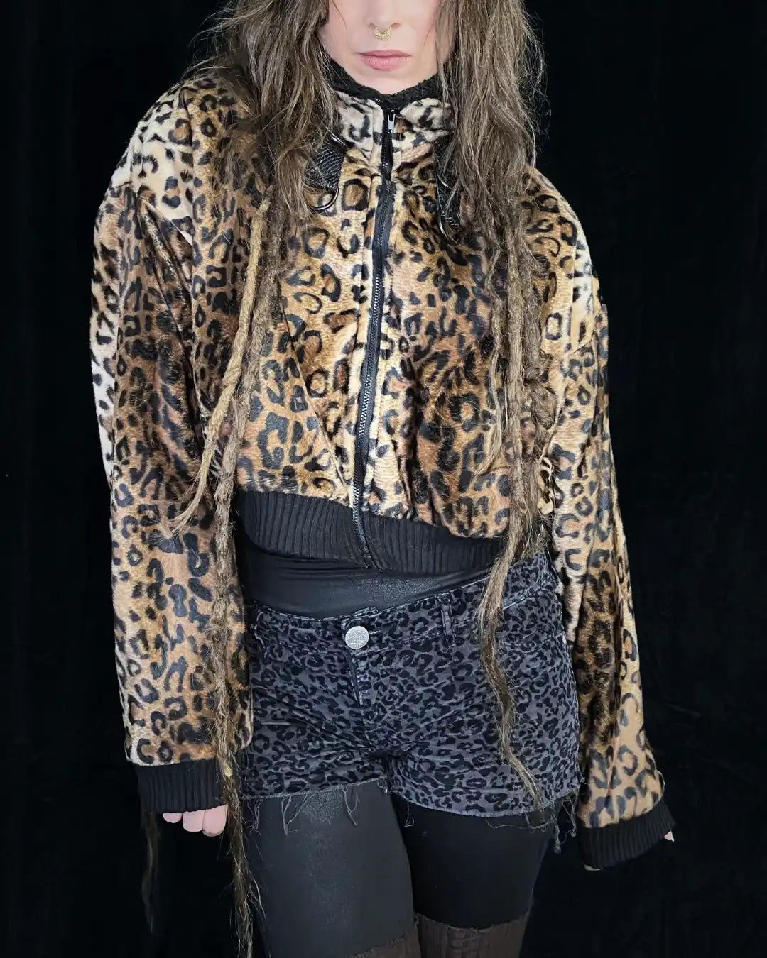 Faux Fur Jacket – Animalprint Leo with Backpatch
