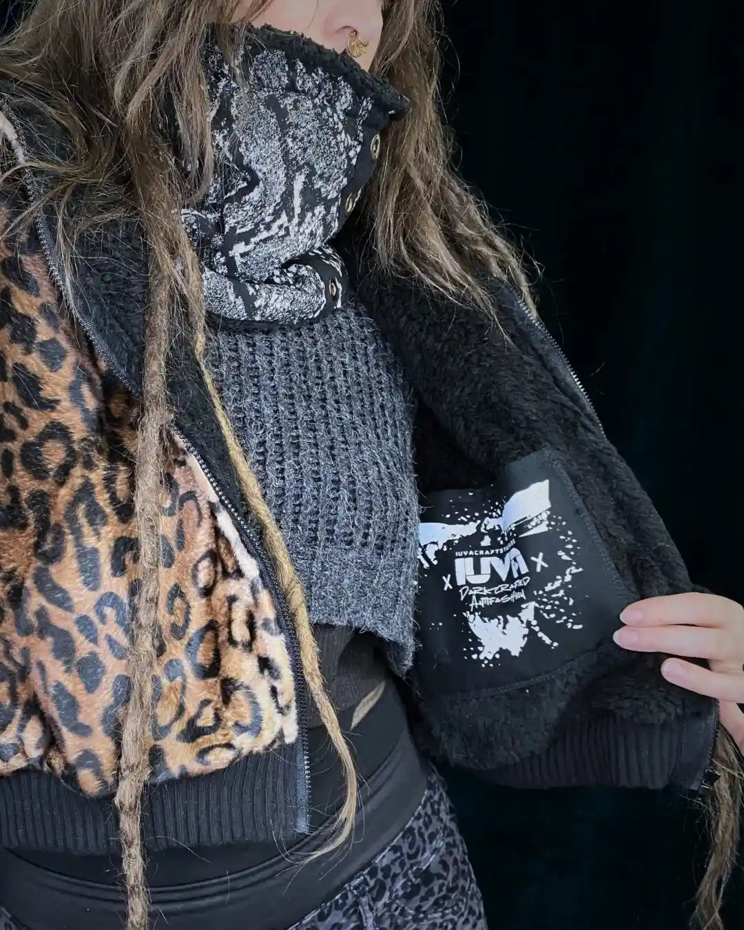 Faux Fur Jacket – Animalprint Leo with Backpatch