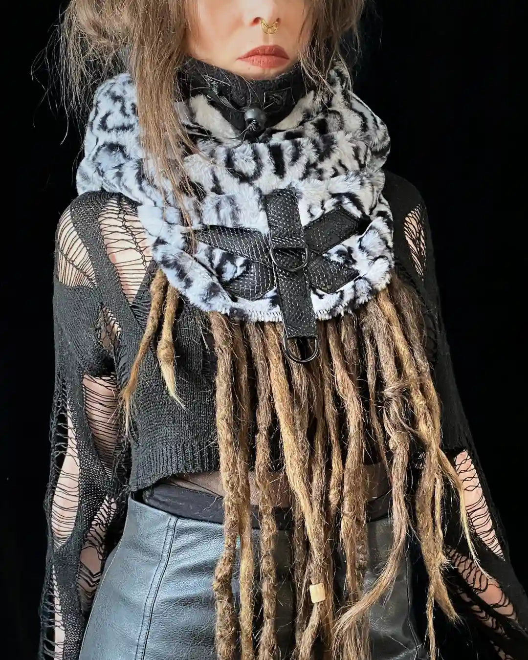 Hooded Cowl Balaclava - soft Snowleo grey