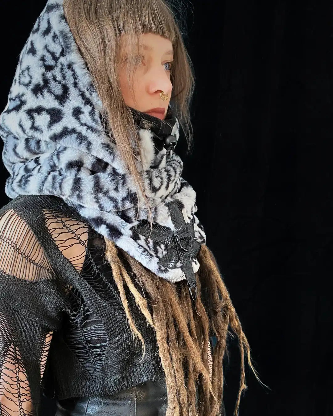 Hooded Cowl Balaclava - soft Snowleo grey