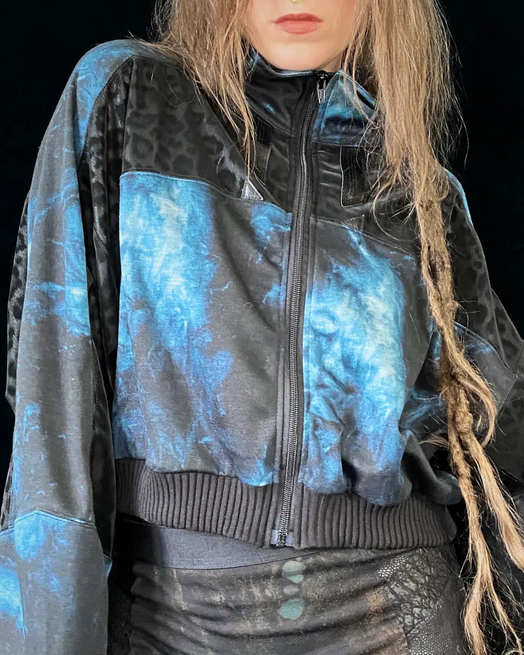 Lightweight Bomberjacket Softshell Leo+ blue Tie Dye