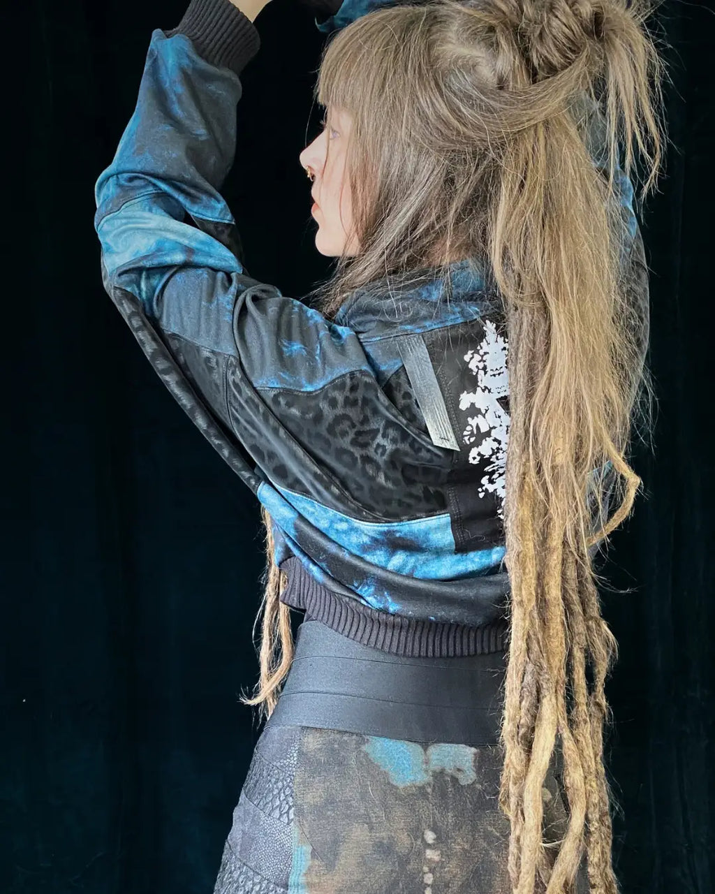 Lightweight Bomberjacket Softshell Leo+ blue Tie Dye
