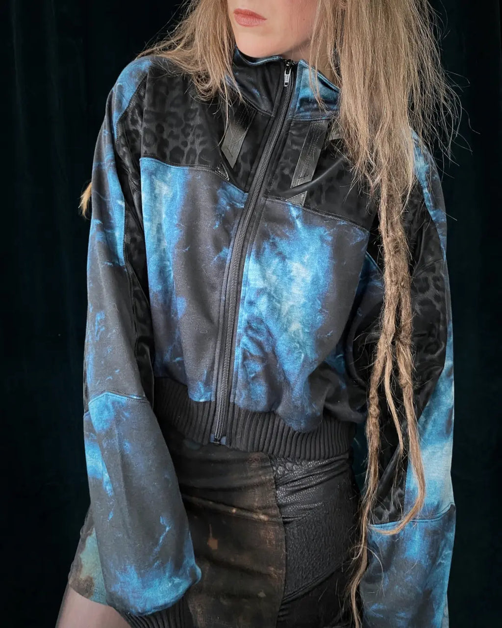 Lightweight Bomberjacket Softshell Leo+ blue Tie Dye