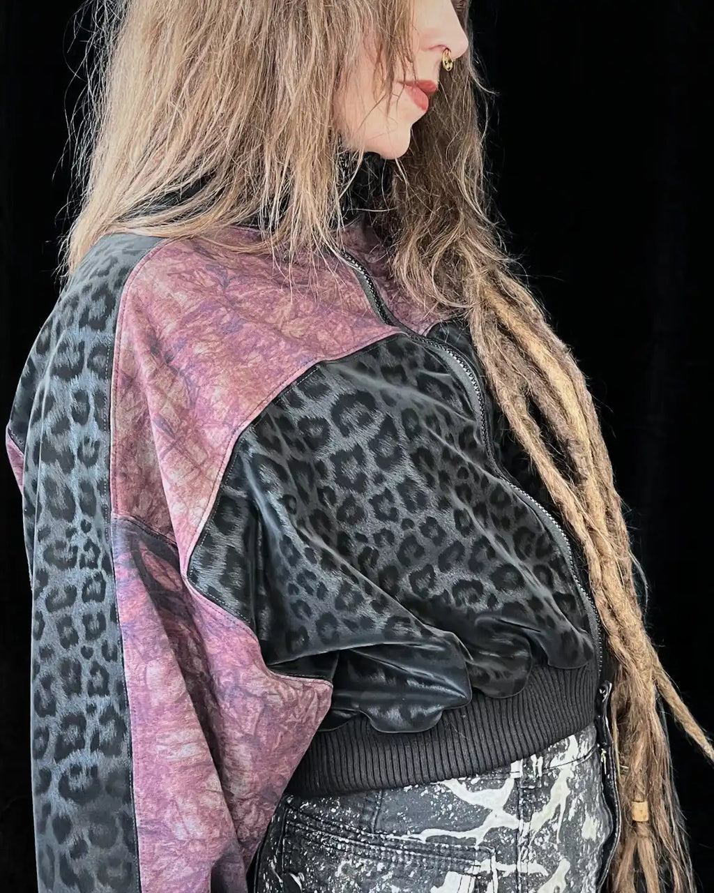 Leichte Bomberjacke Softshell Leo+ bordeauxrot Tie-Dye