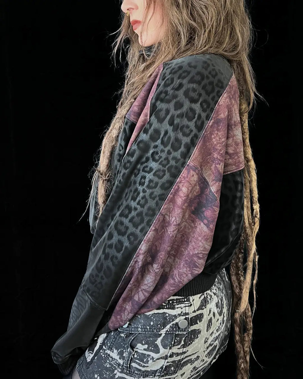 Leichte Bomberjacke Softshell Leo+ bordeauxrot Tie-Dye