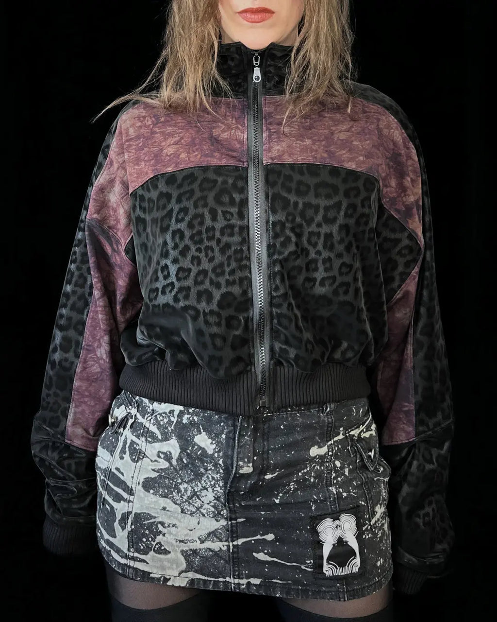 Leichte Bomberjacke Softshell Leo+ bordeauxrot Tie-Dye