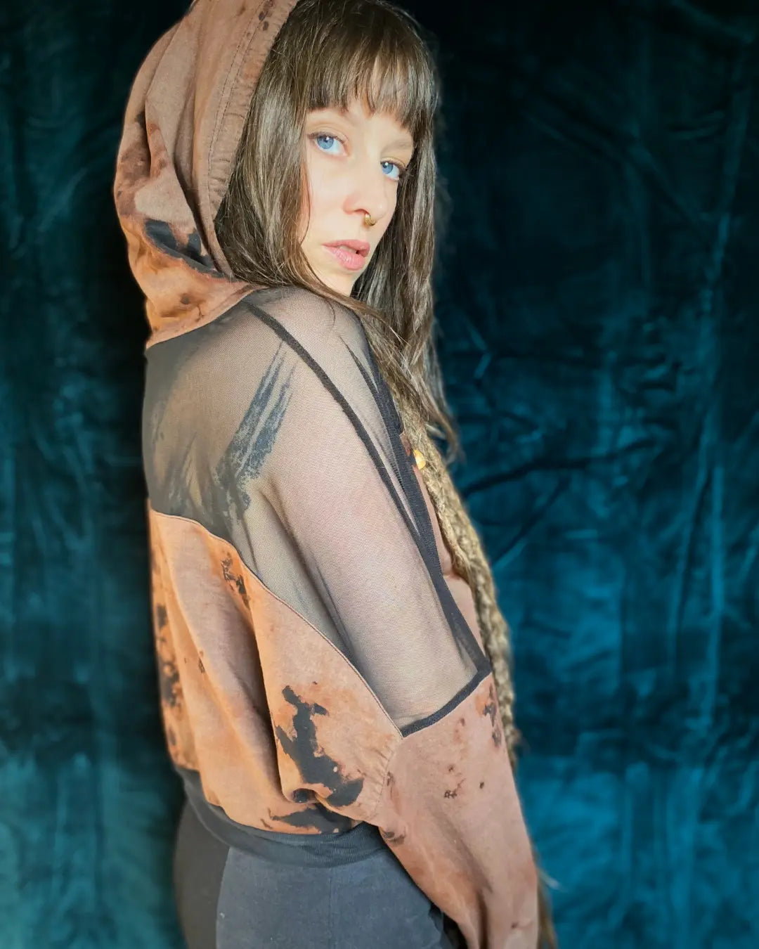 Crop Hoodie Tie Dye und Mesh