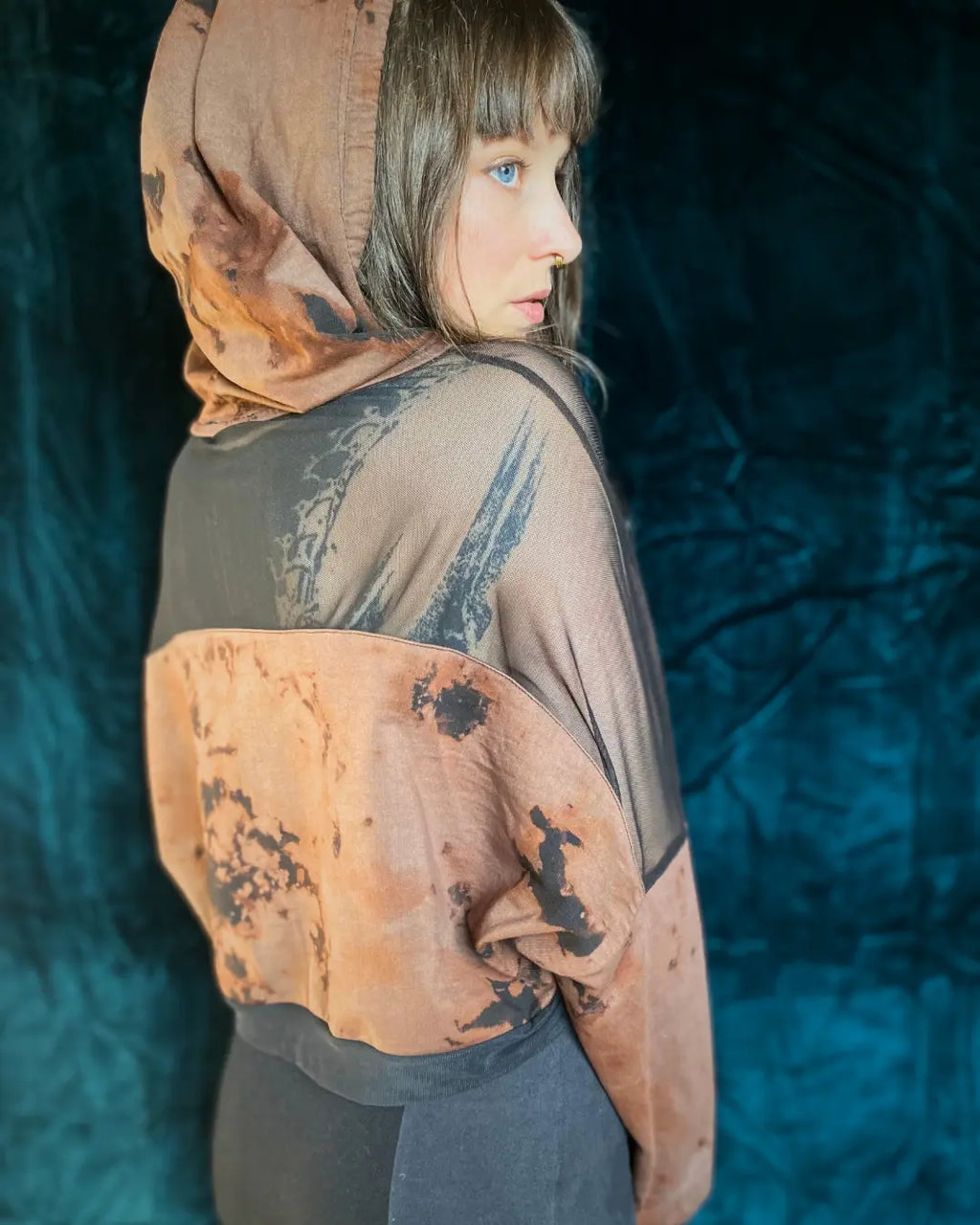 Crop Hoodie Tie Dye und Mesh