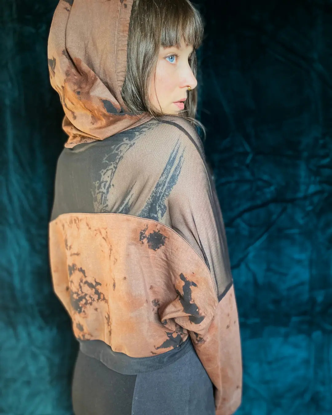 Crop Hoodie Tie Dye und Mesh