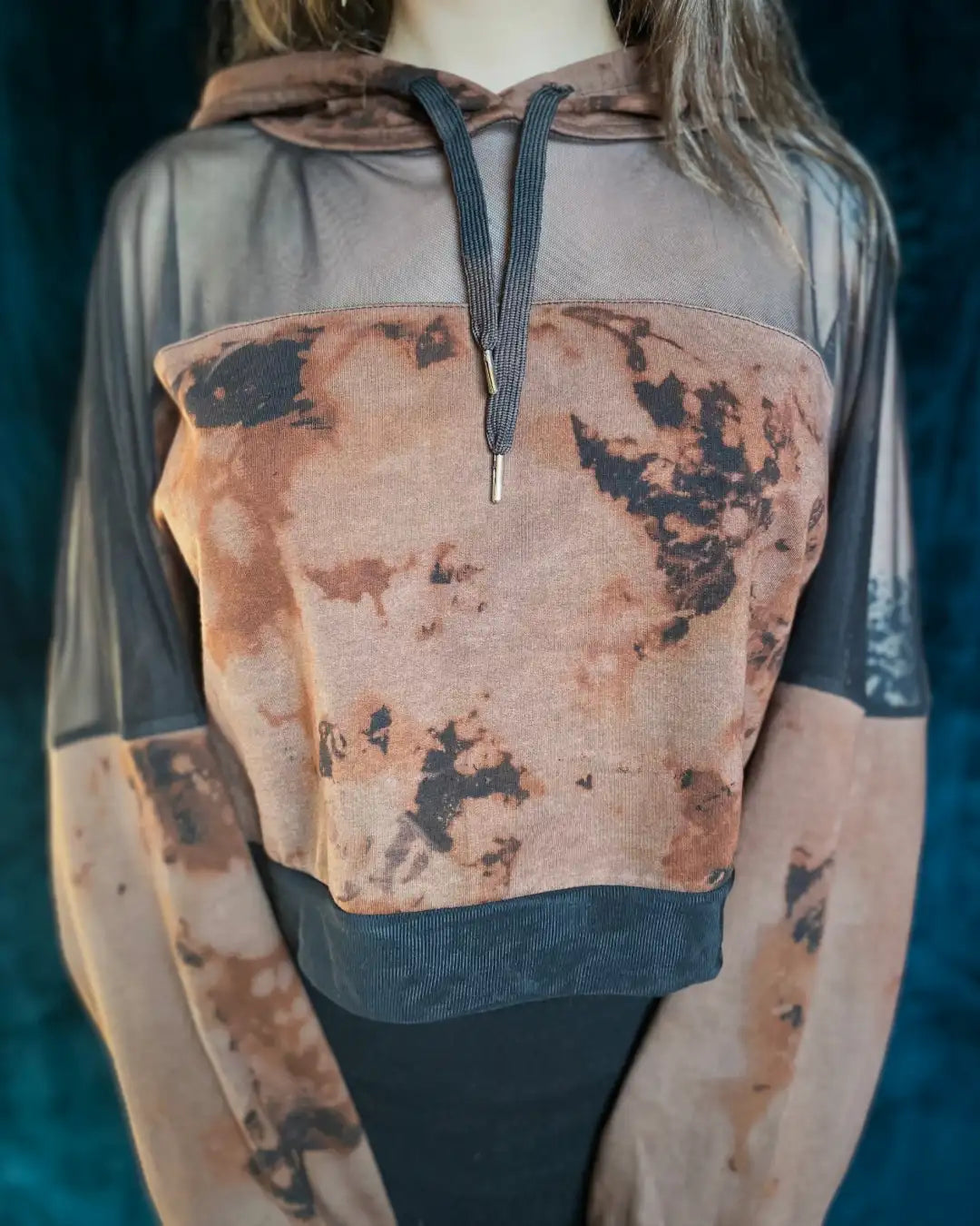 Crop Hoodie Tie Dye und Mesh