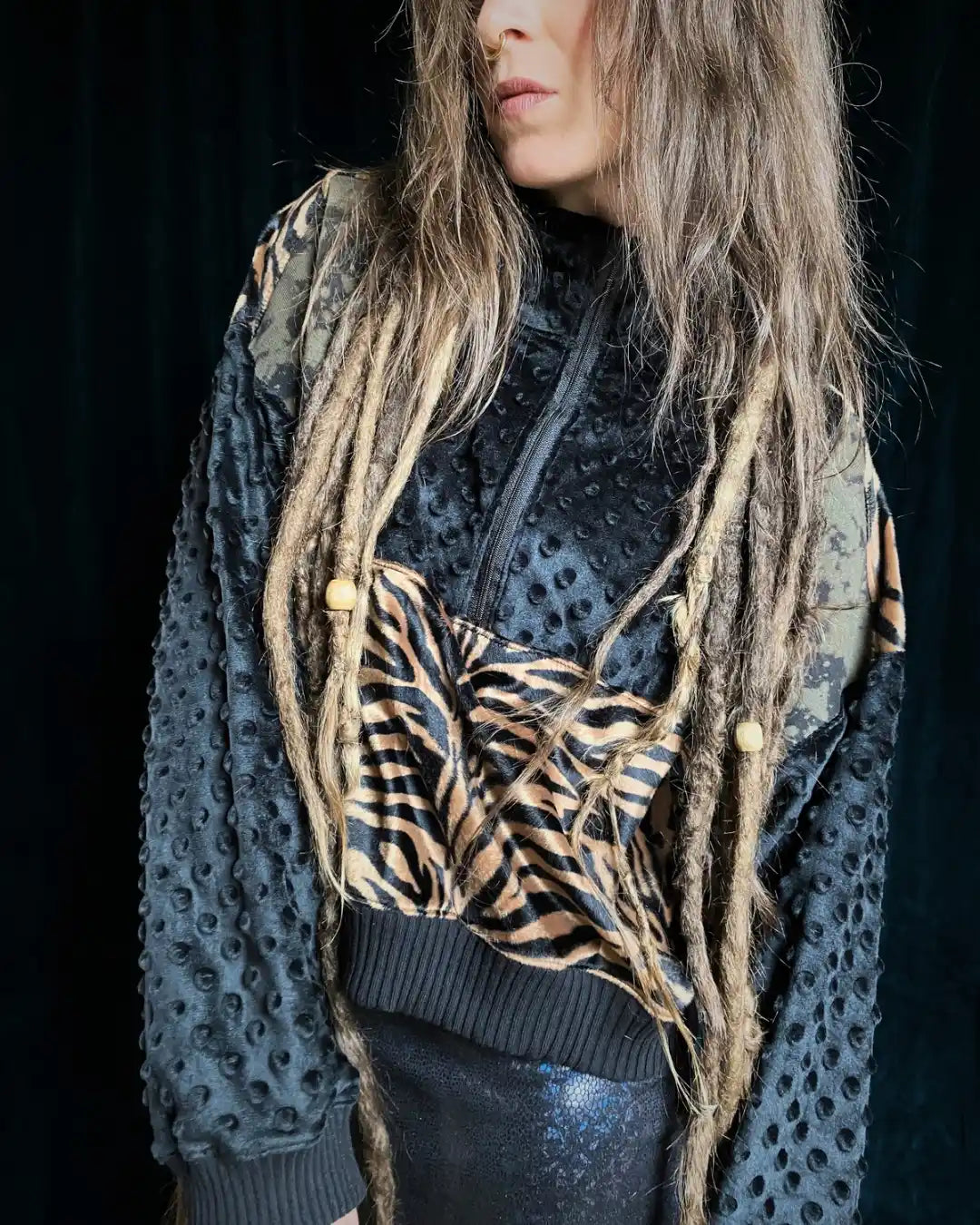 Crop Hoodie oversized mit Zipper