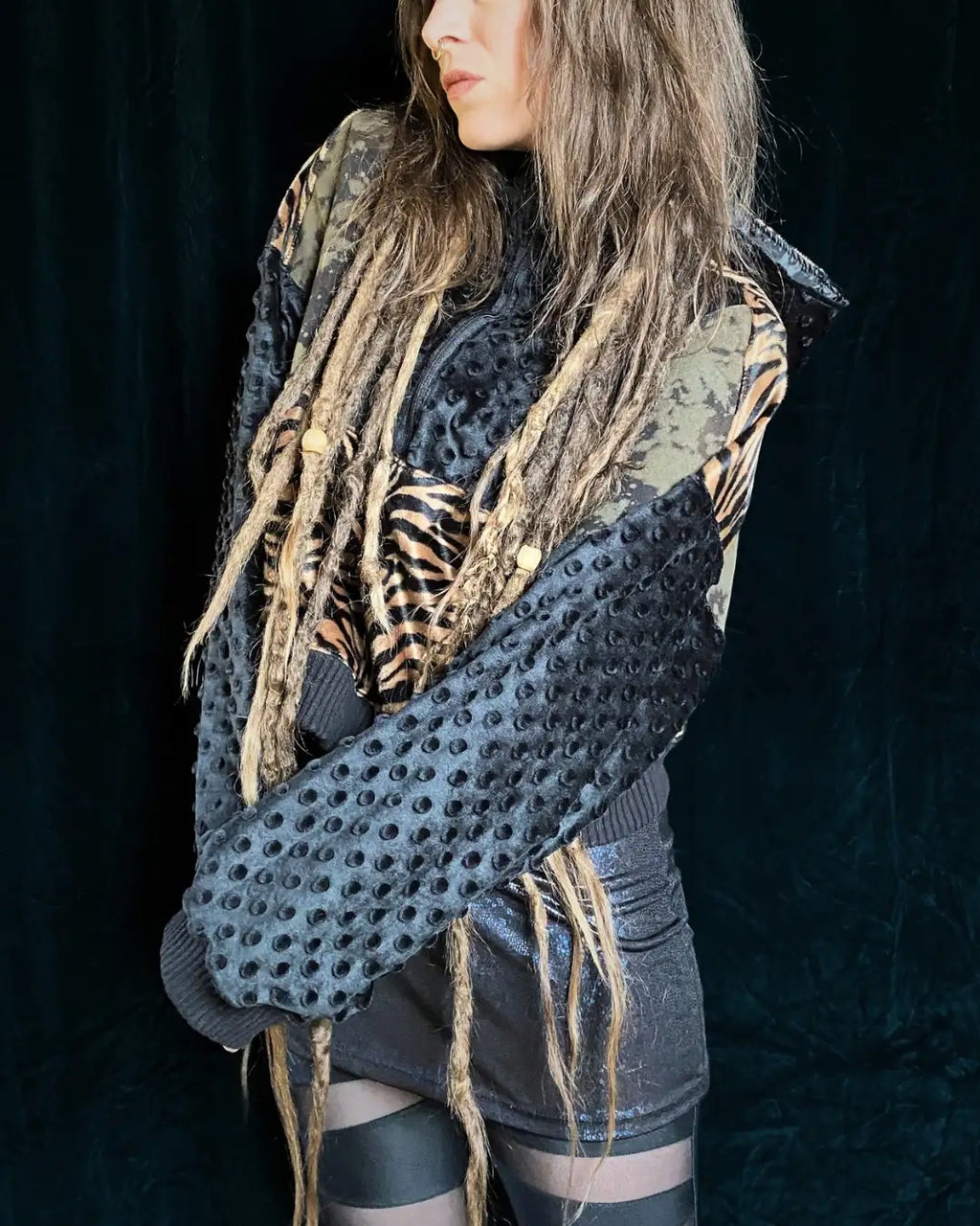 Crop Hoodie oversized mit Zipper