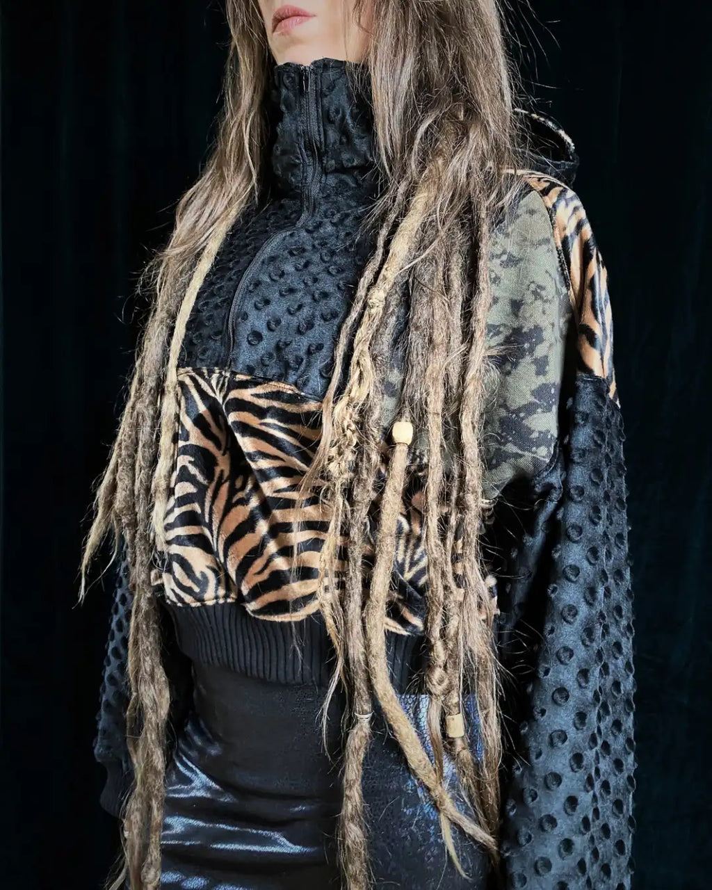 Crop Hoodie oversized mit Zipper