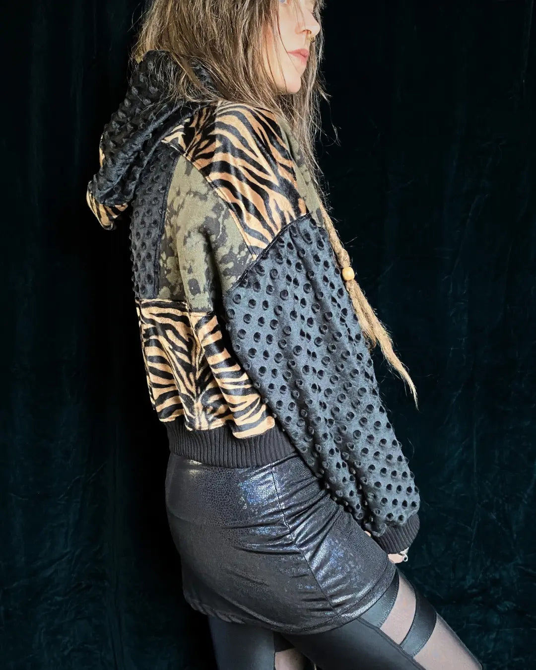 Crop Hoodie oversized mit Zipper