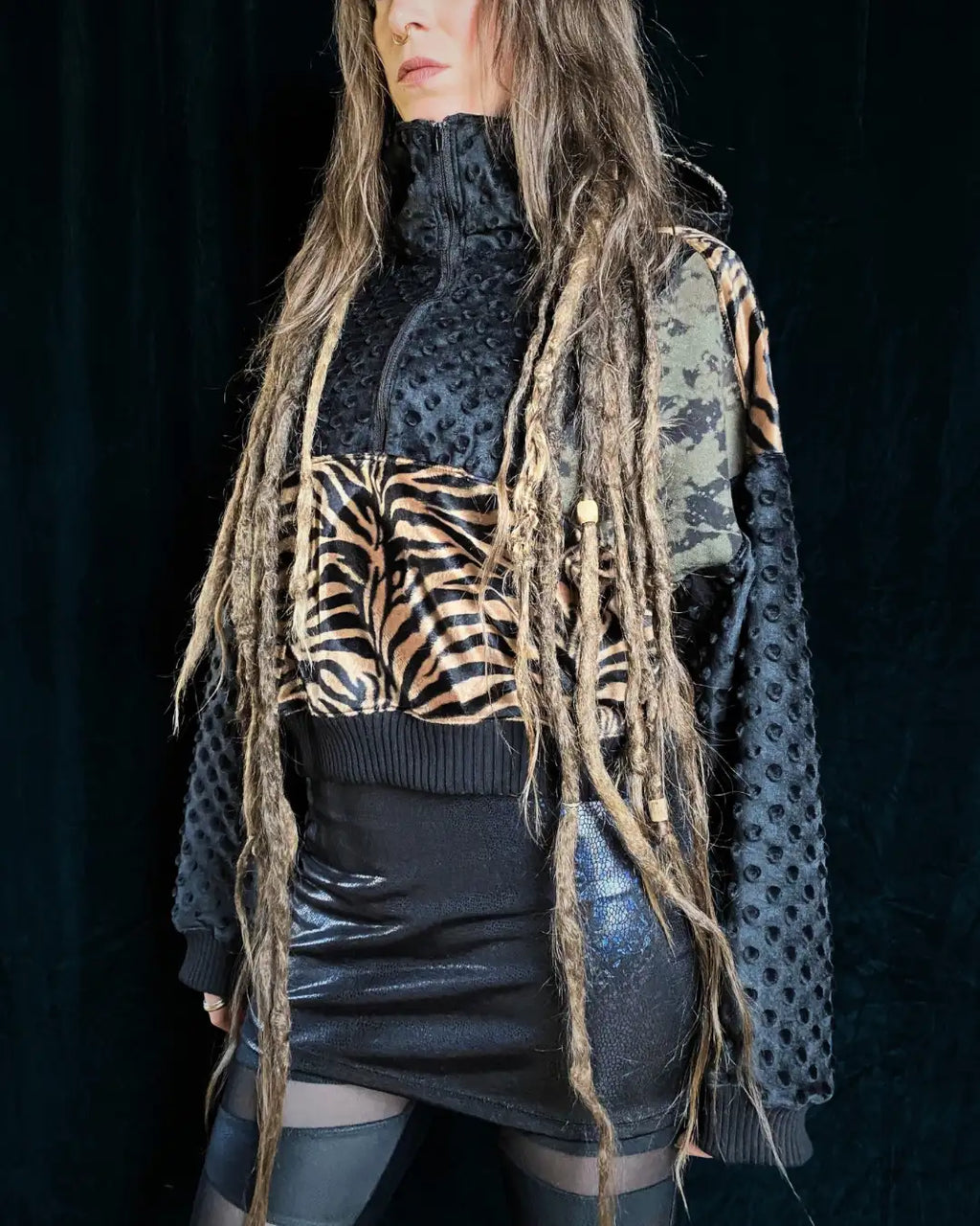 Crop Hoodie oversized mit Zipper