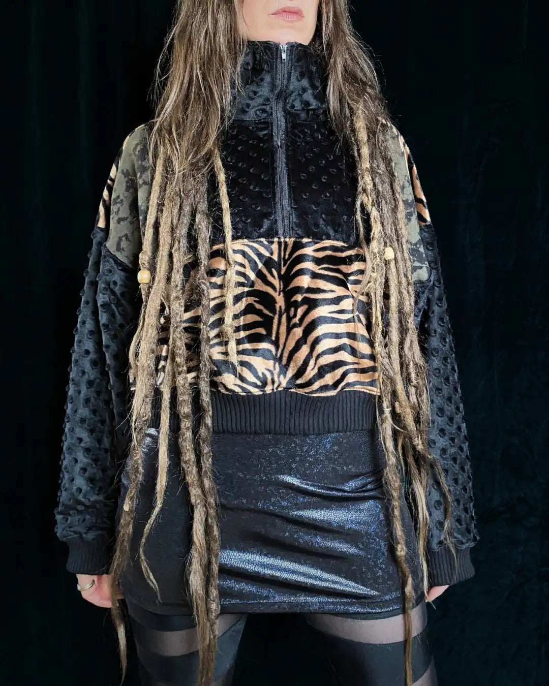 Crop Hoodie oversized mit Zipper