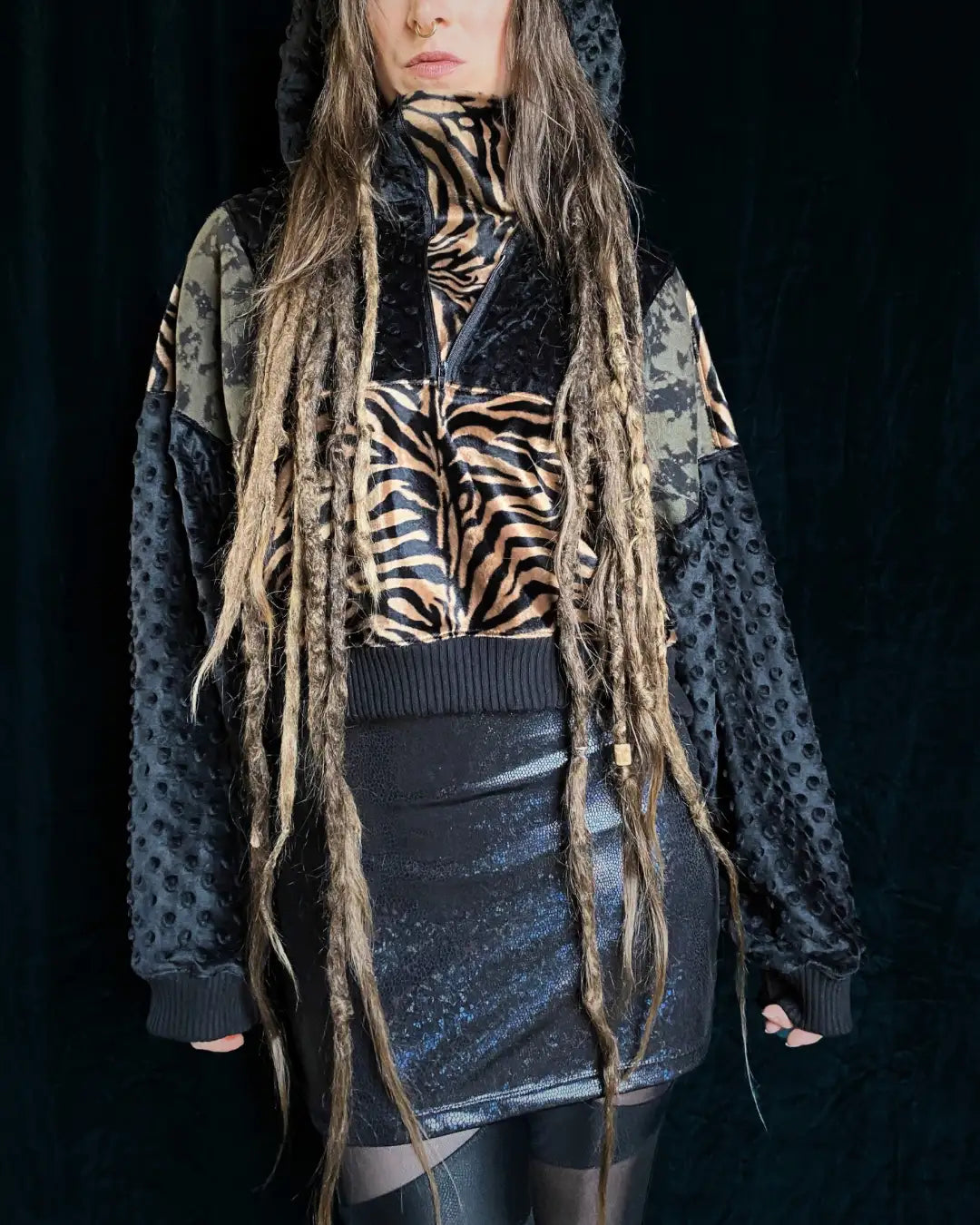 Crop Hoodie oversized mit Zipper