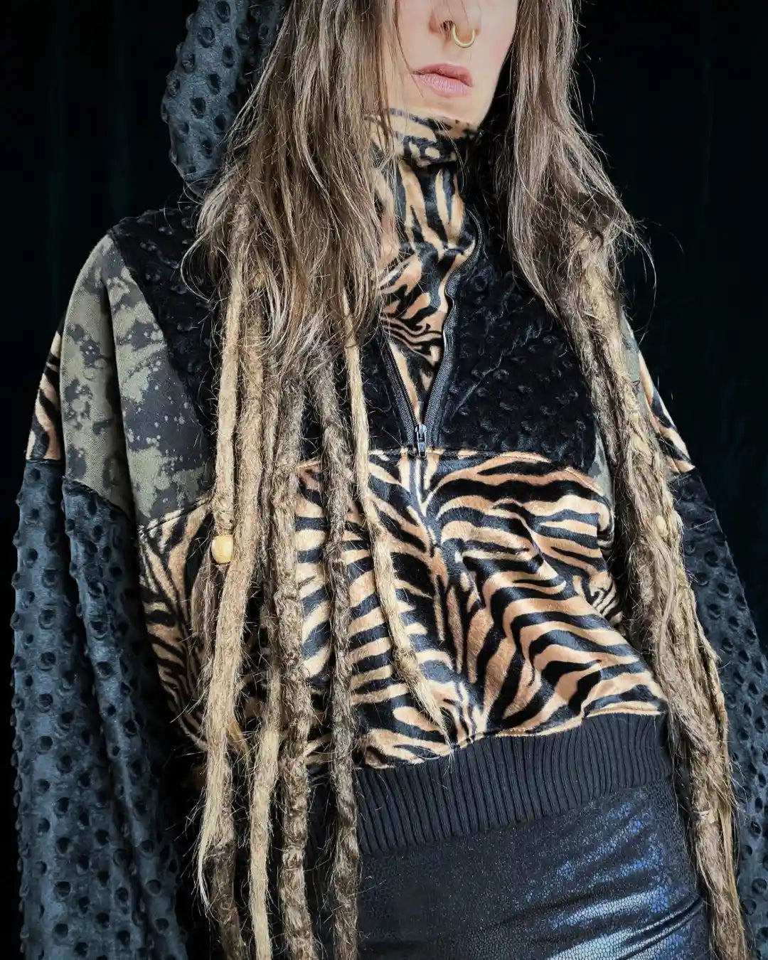 Crop Hoodie oversized mit Zipper