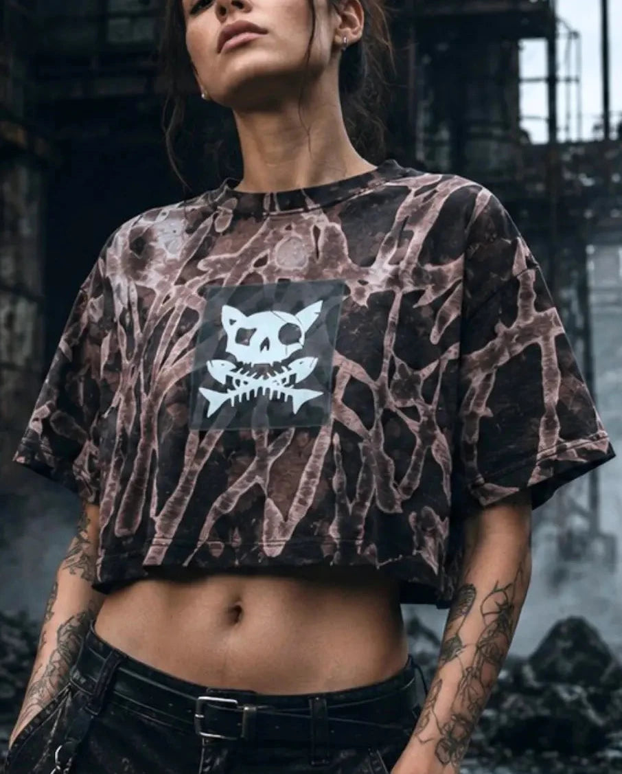 BAD Brown • Crop Top • Pirata Kitty • S oversized