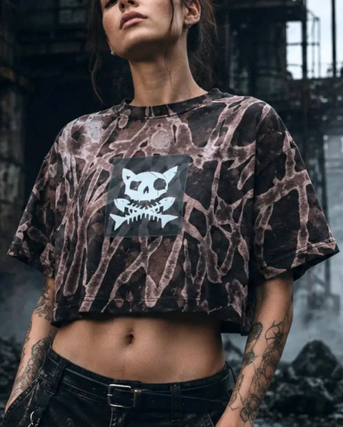 BAD Brown • Crop Top • Pirata Kitty • S oversized