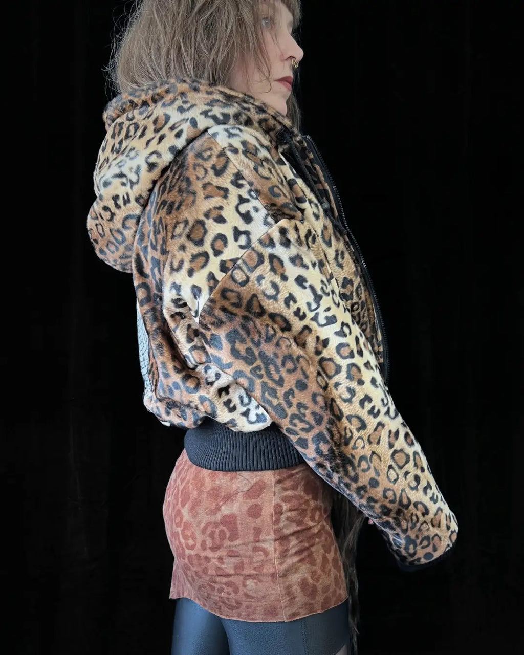 Faux Fur Jacket – Animalprint Leo / Pattern Backpatch