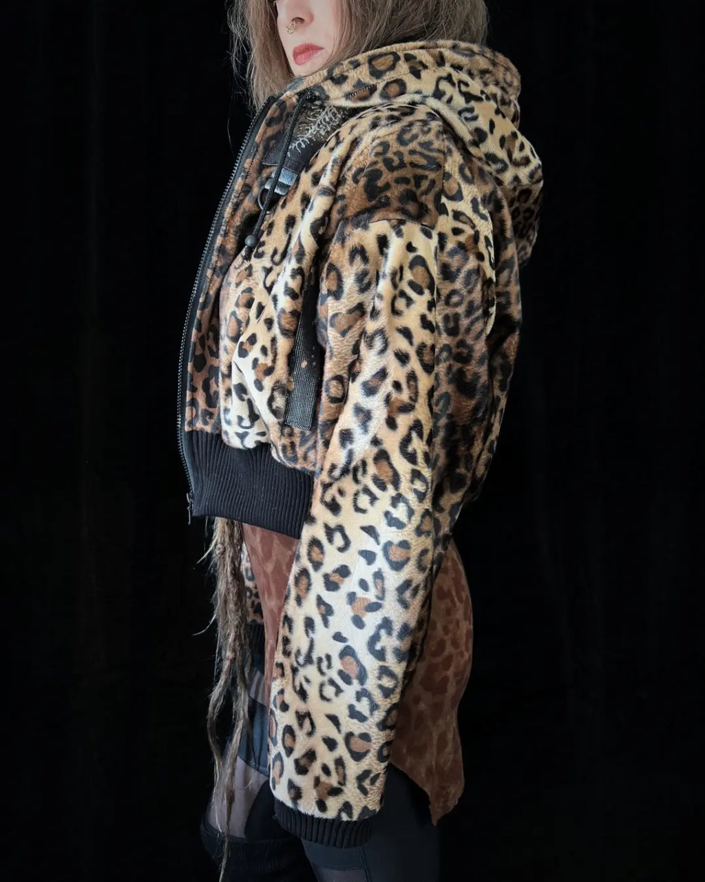 Faux Fur Jacket – Animalprint Leo / Pattern Backpatch