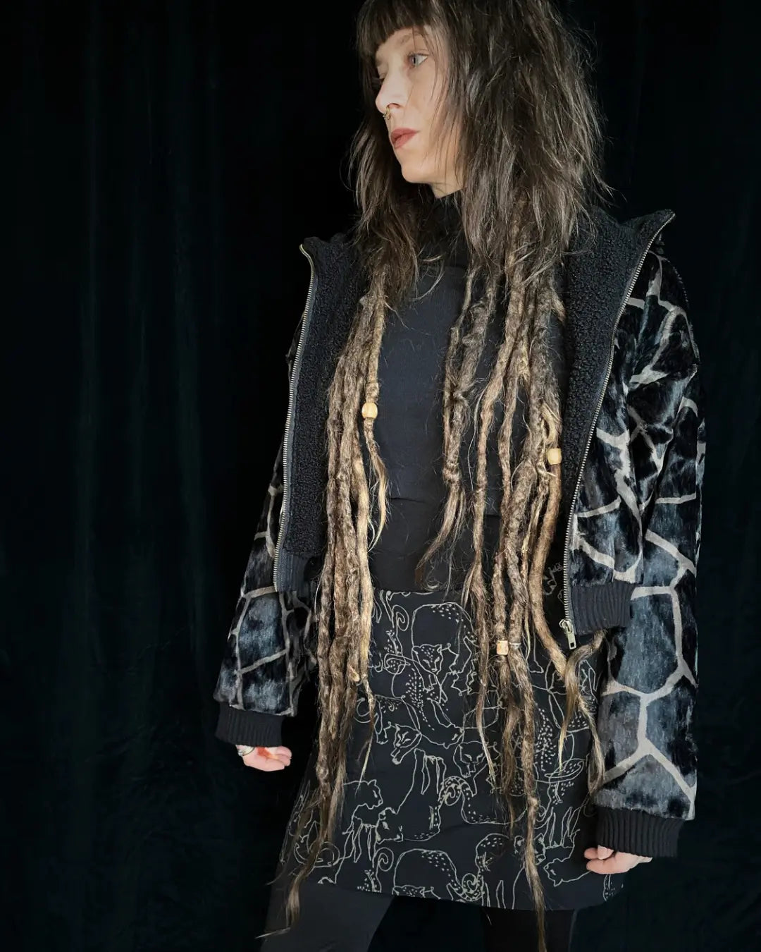 Faux Fur Jacket – Brown Giraffe with Backpatch