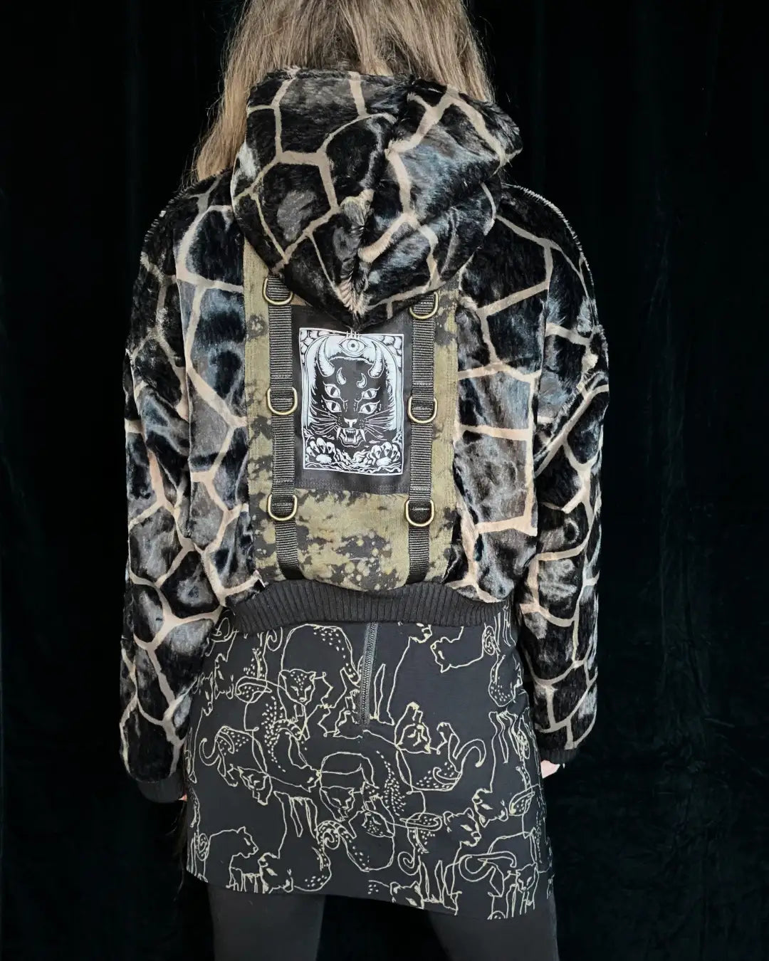 Faux Fur Jacket – Brown Giraffe with Backpatch