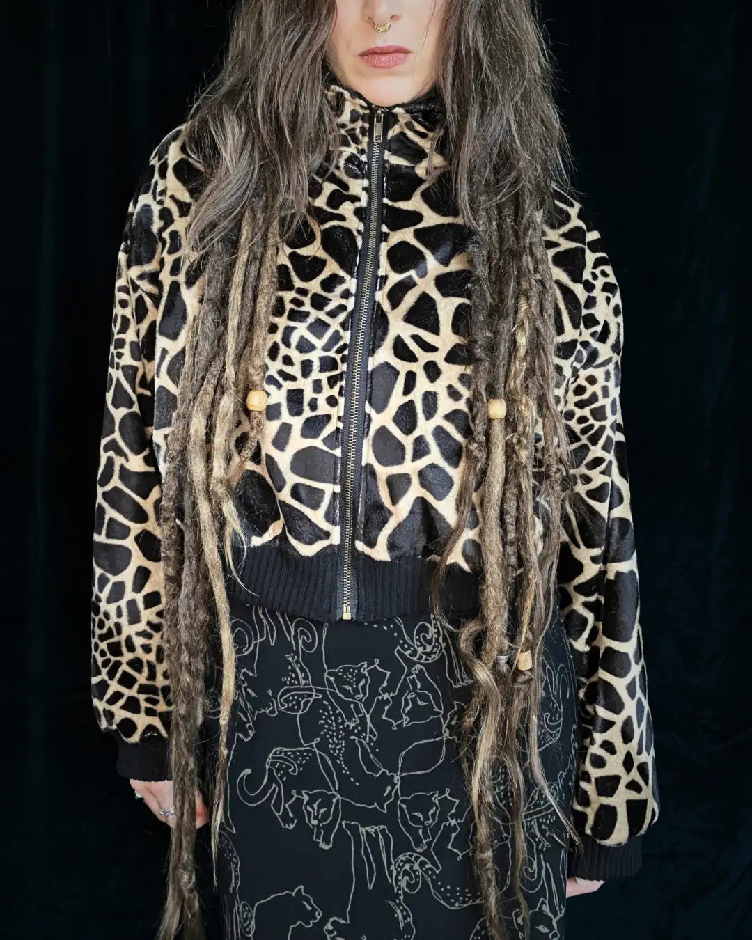 Felljacke Giraffe hell mit Backpatch