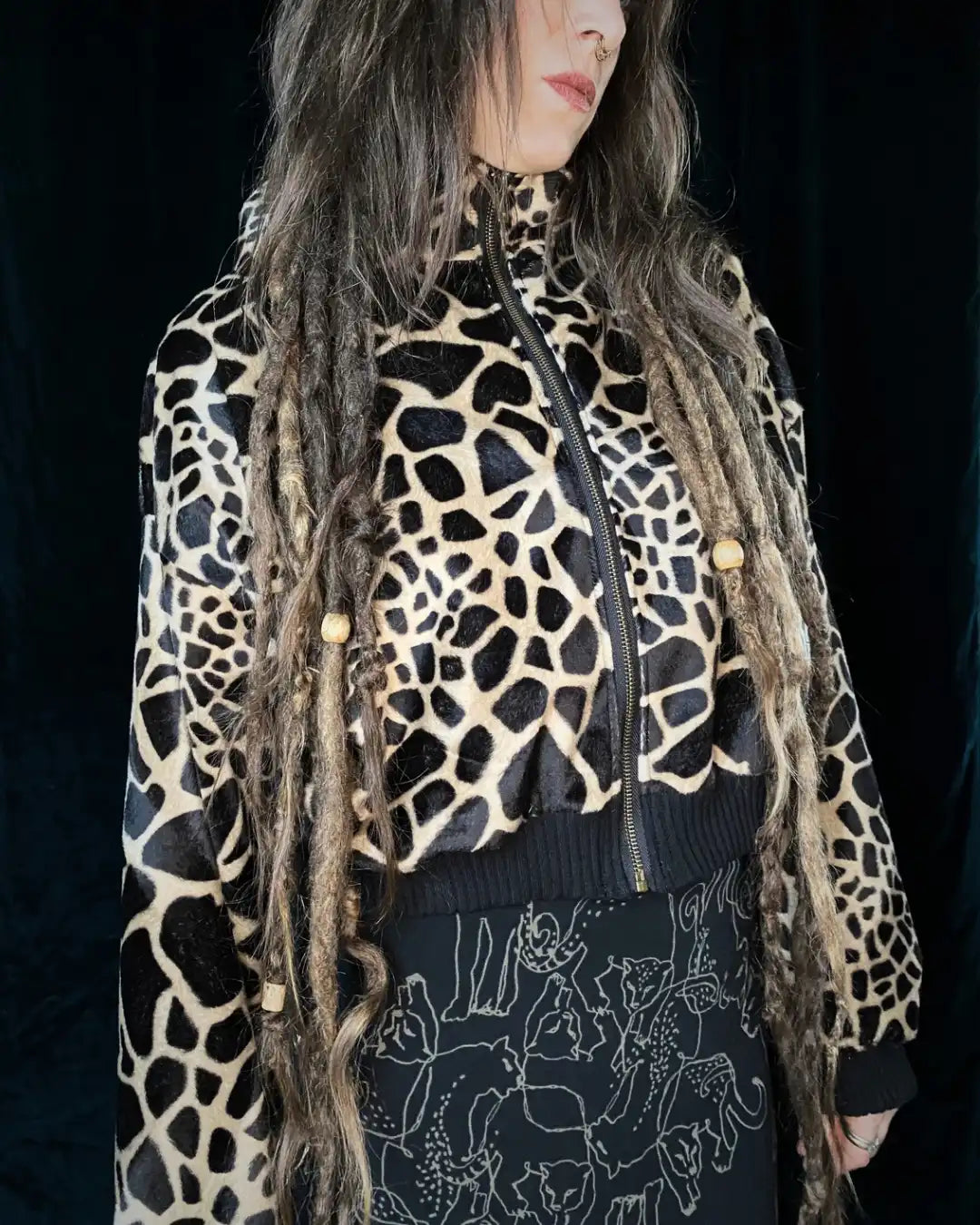 Felljacke Giraffe hell mit Backpatch