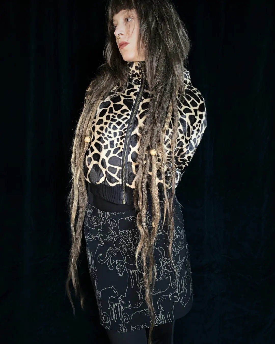 Felljacke Giraffe hell mit Backpatch