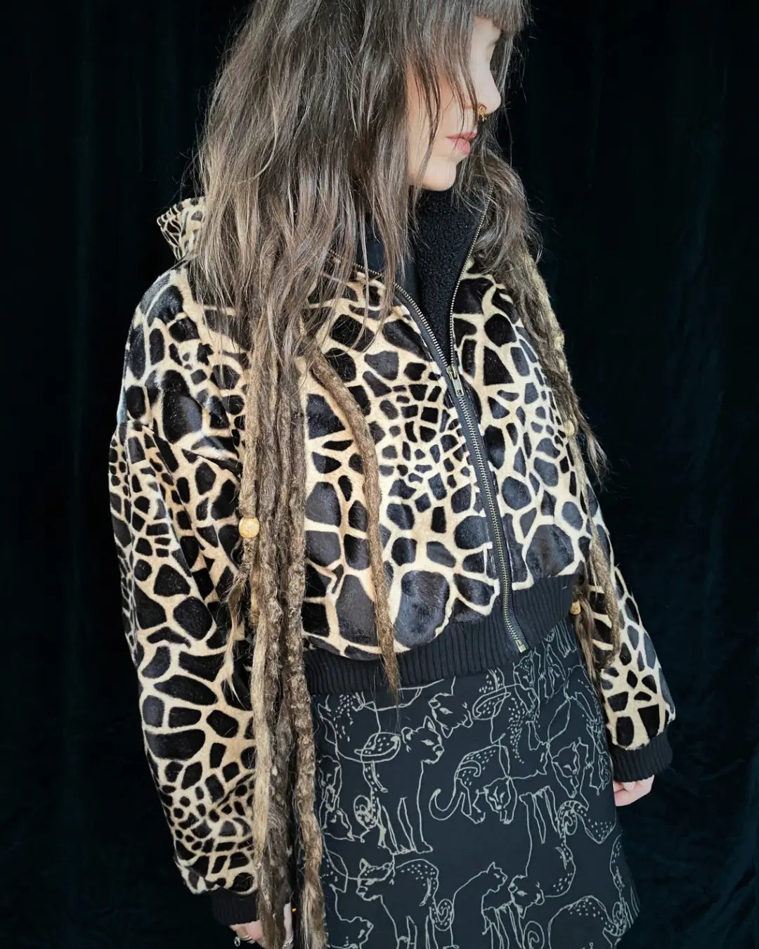 Felljacke Giraffe hell mit Backpatch