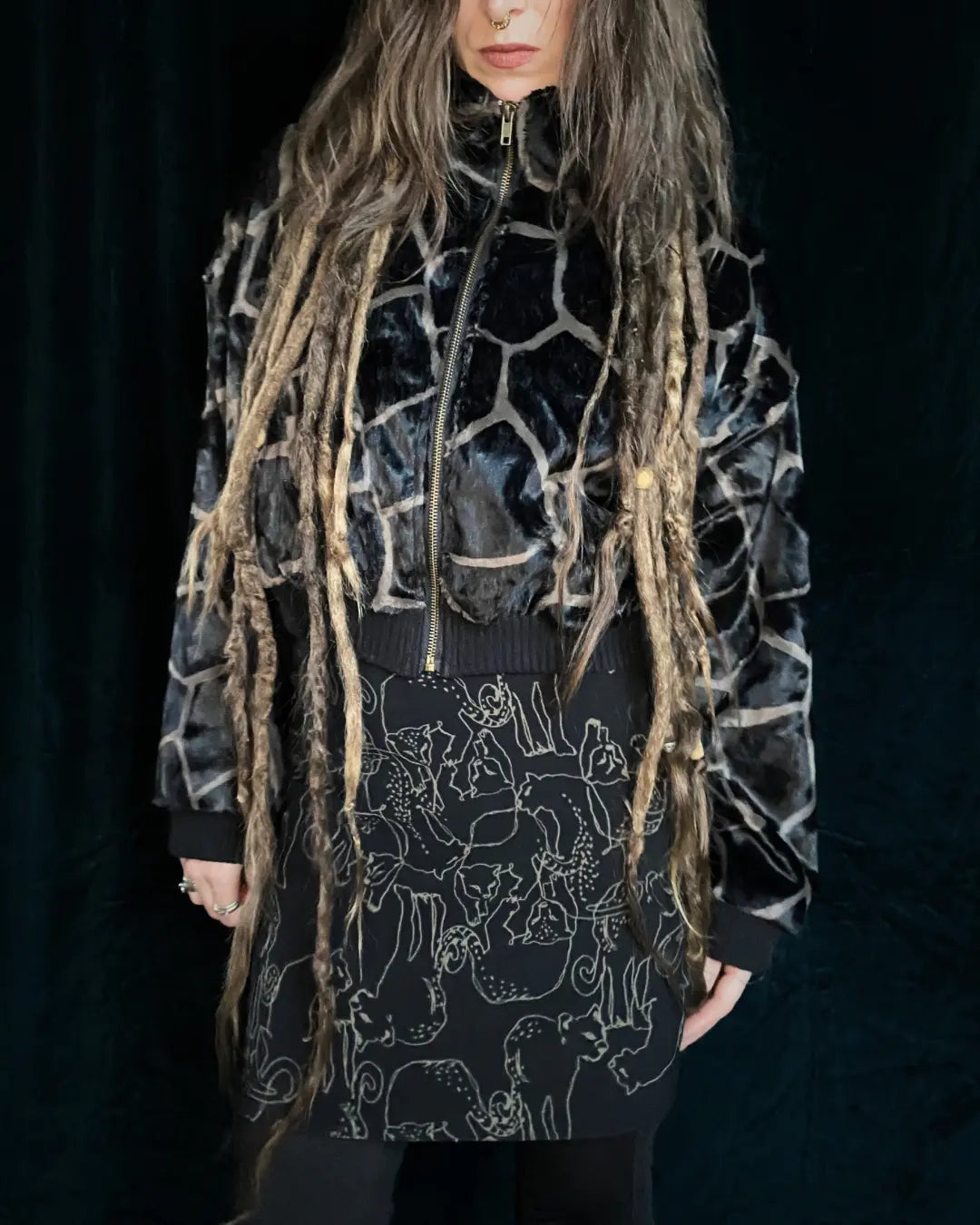 Felljacke Giraffe braun mit Backpatch