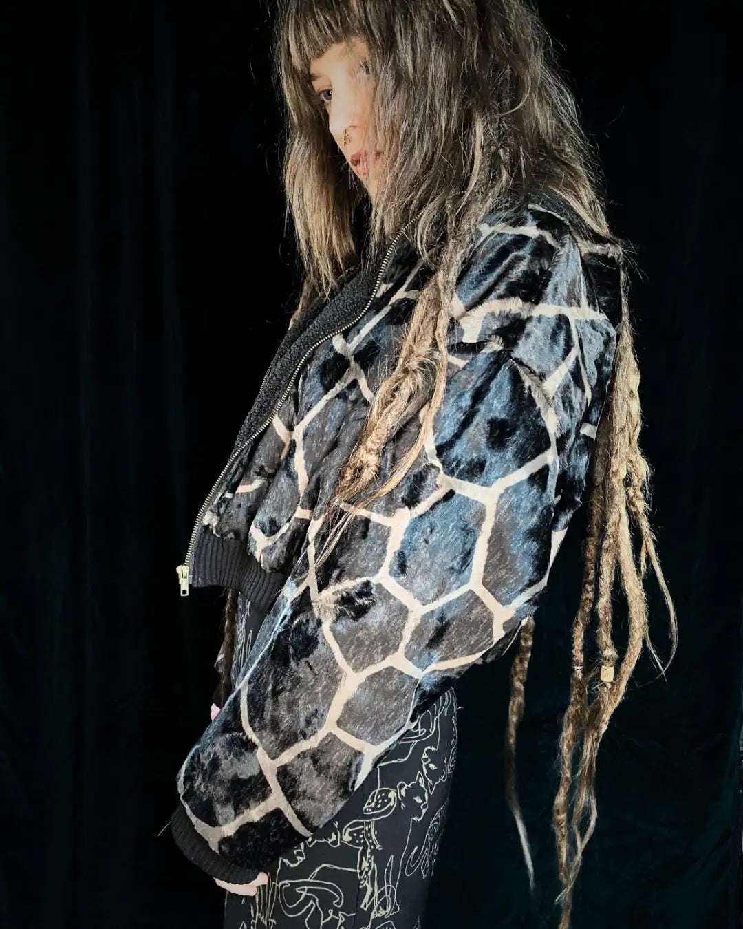 Felljacke Giraffe braun mit Backpatch