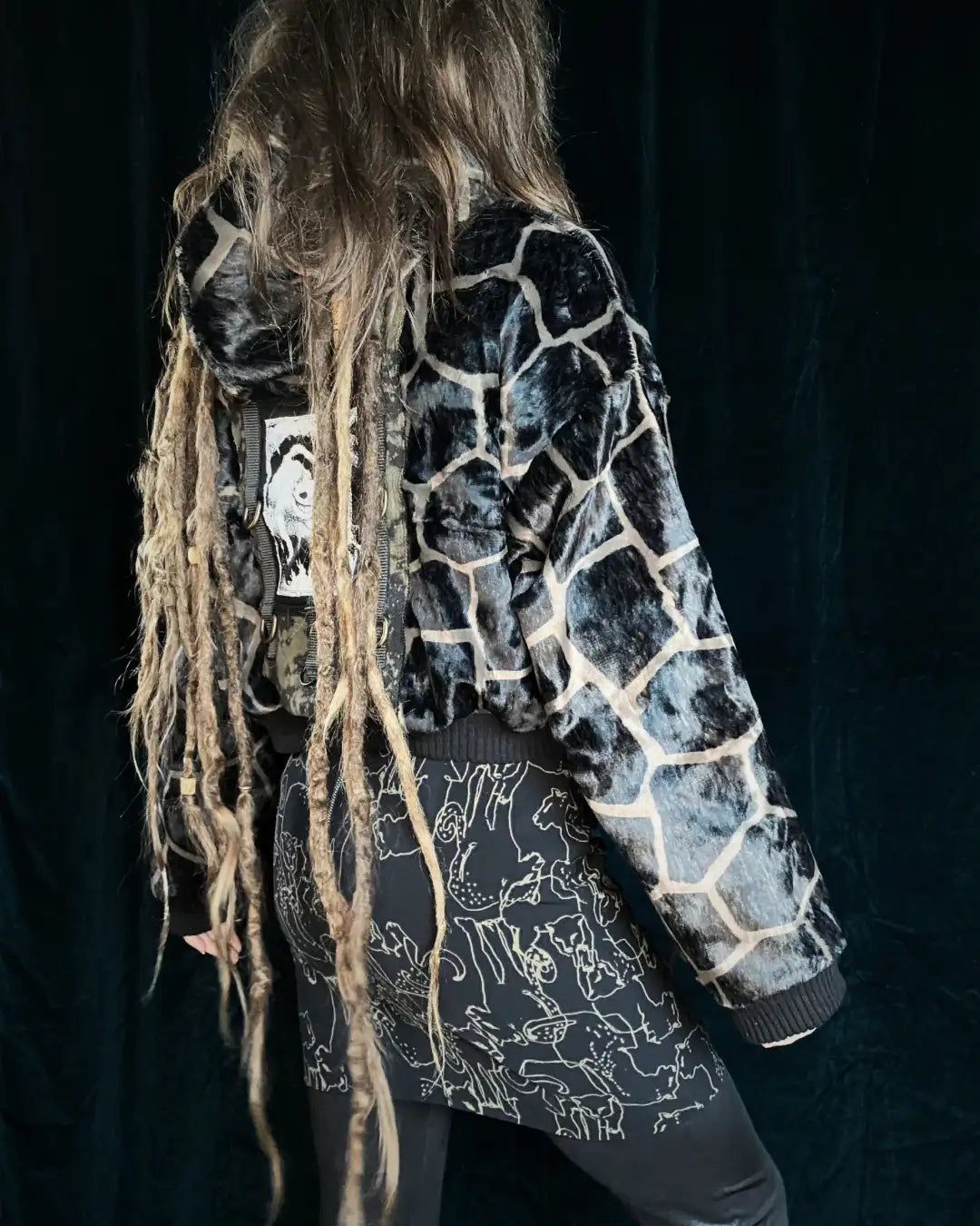 Felljacke Giraffe braun mit Backpatch