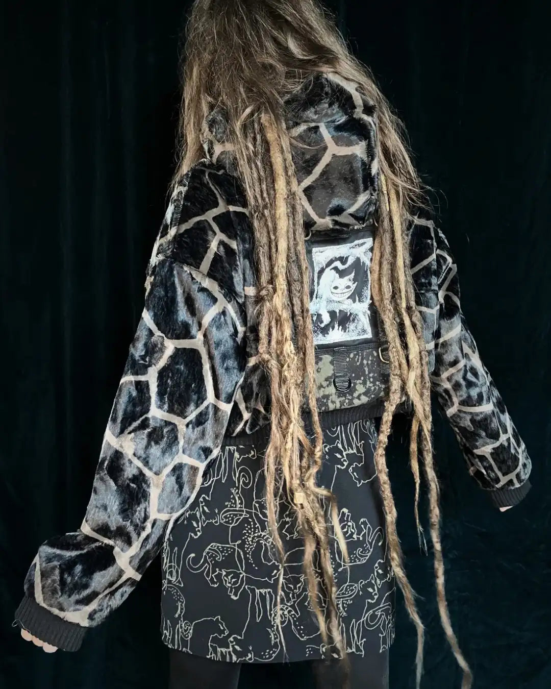 Felljacke Giraffe braun mit Backpatch