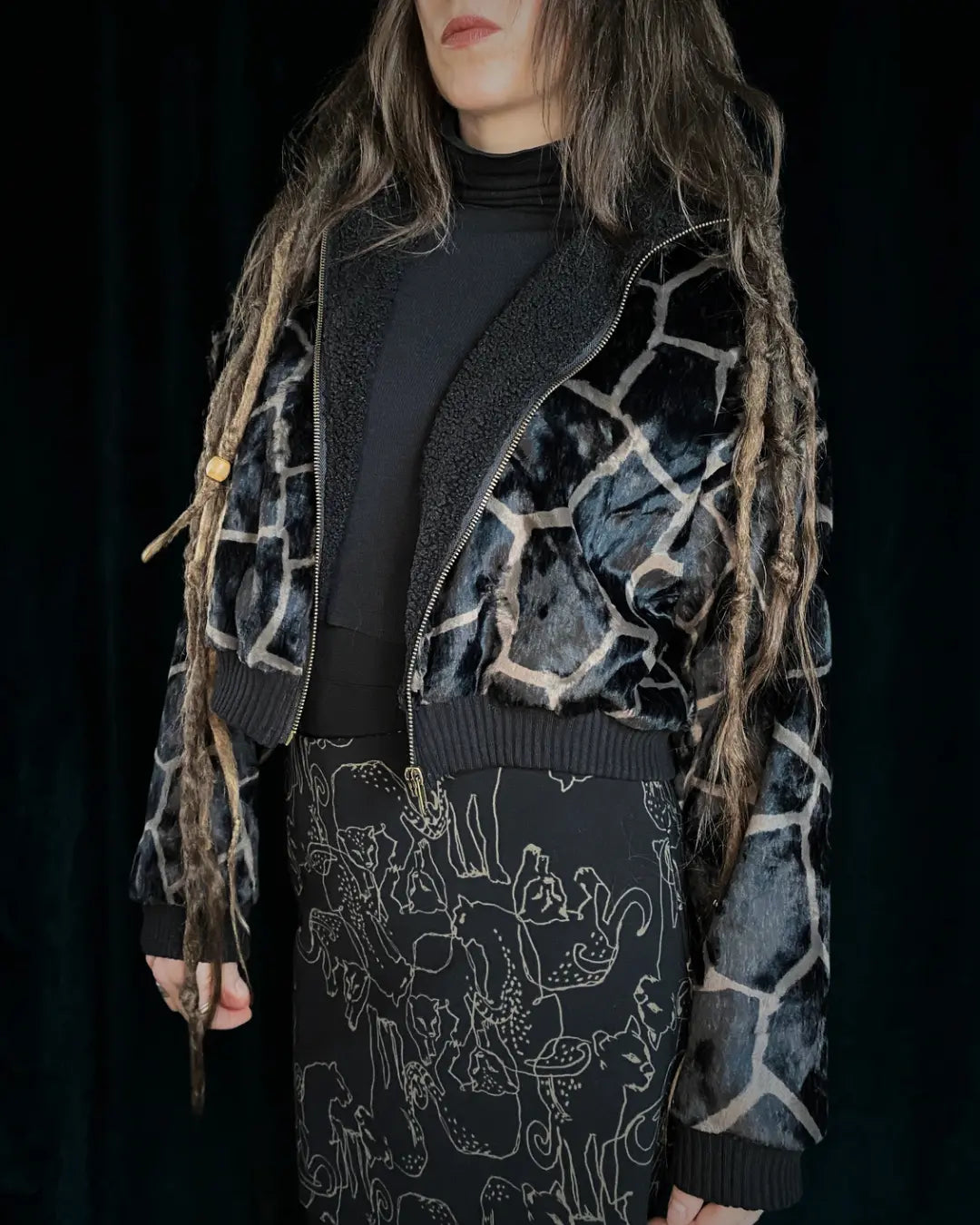 Felljacke Giraffe braun mit Backpatch