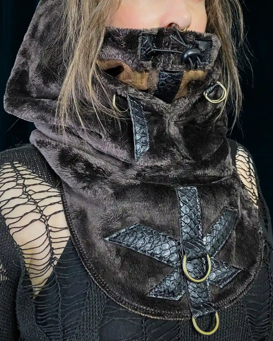 Thick hooded cowl Balaclava - brown