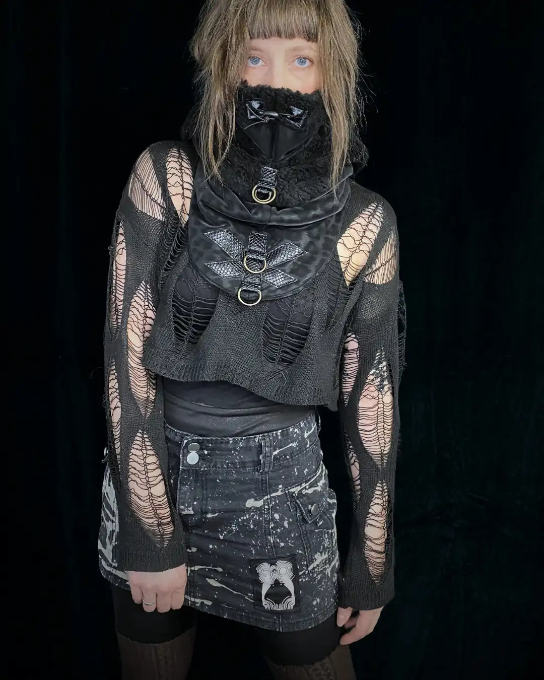 Thick hooded cowl Balaclava - Leoprint black