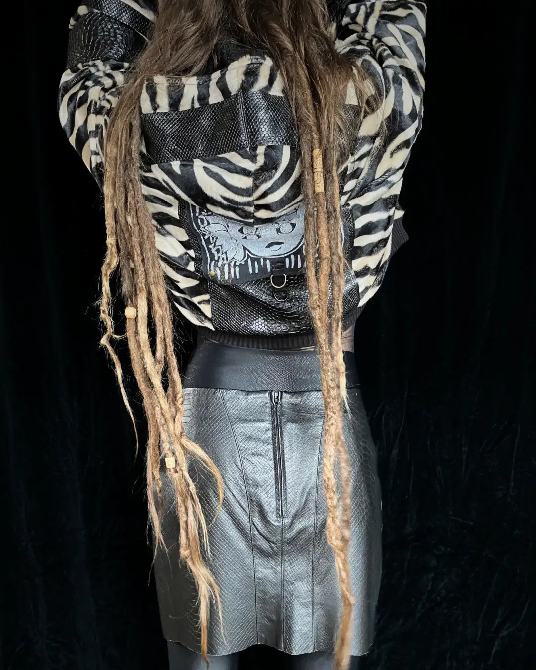Faux Fur Jacket – Zebra/Snake Cream with Backpatch