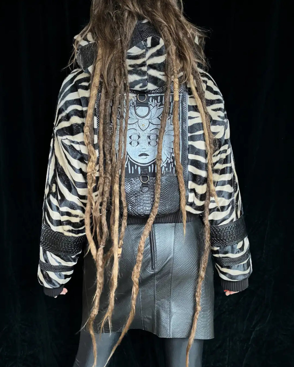 Felljacke Zebra/Schlange creme mit Backpatch