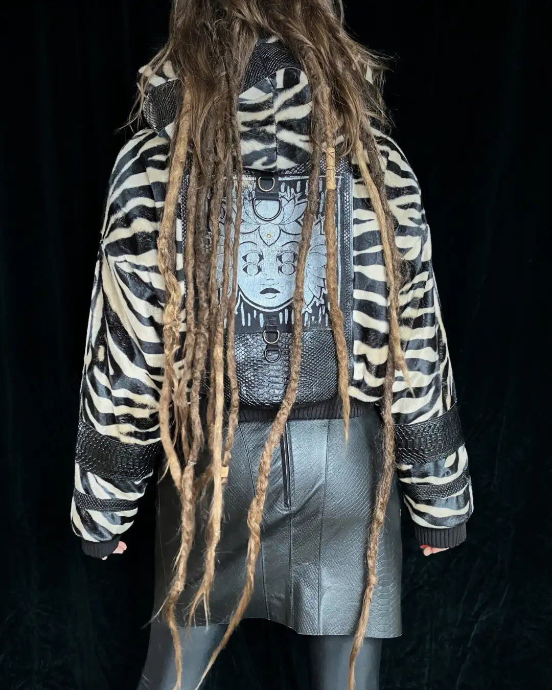 Faux Fur Jacket – Zebra/Snake Cream with Backpatch