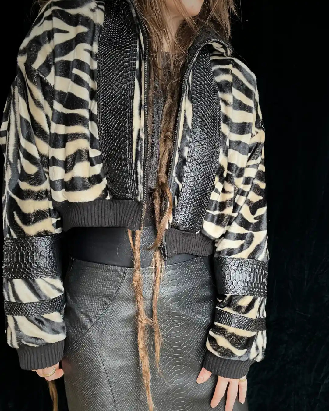 Faux Fur Jacket – Zebra/Snake Cream with Backpatch