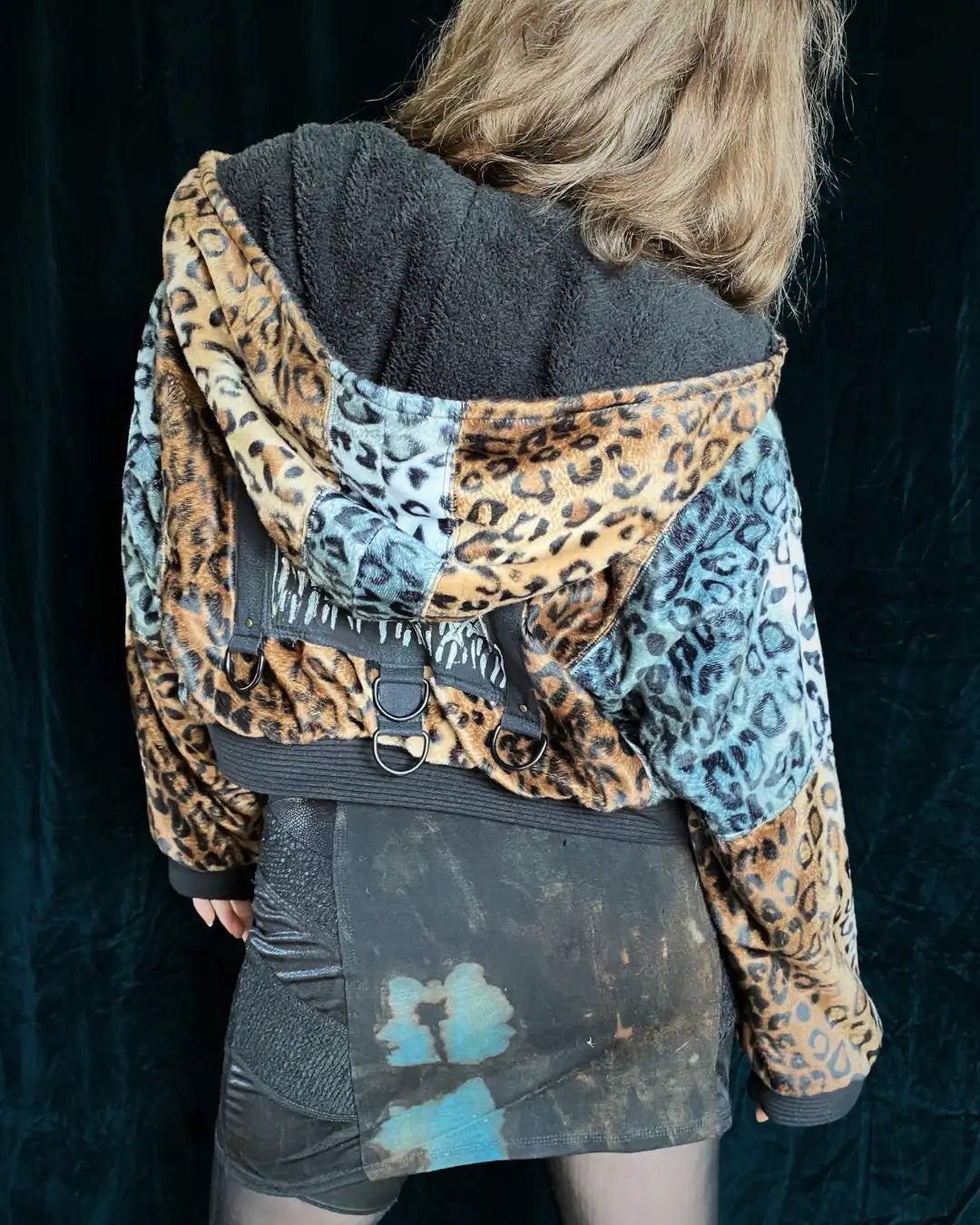 Felljacke Leo braun/grau Patchwork mit Backpatch