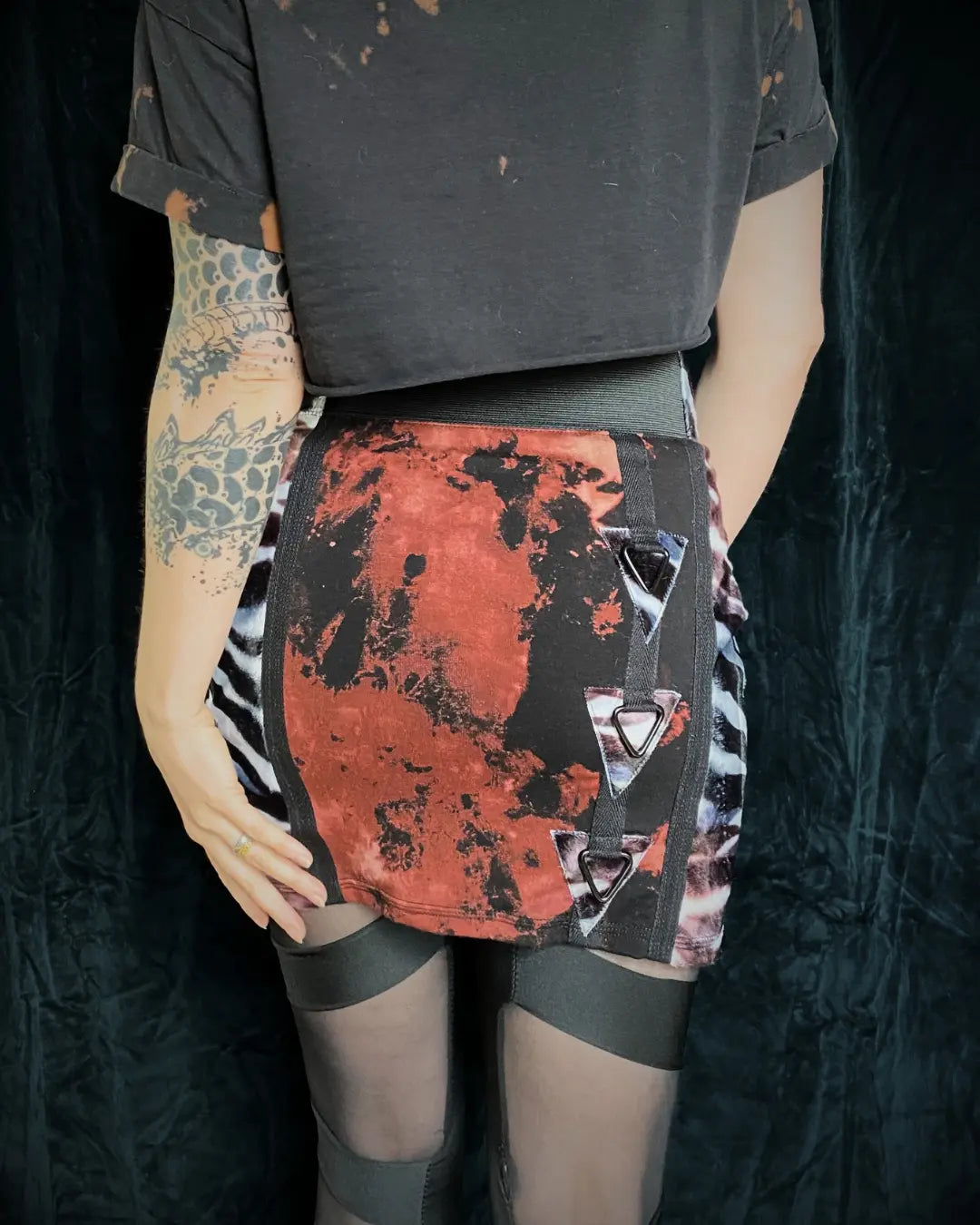 Minirock Animalprint Zebra/Tie Dye rot